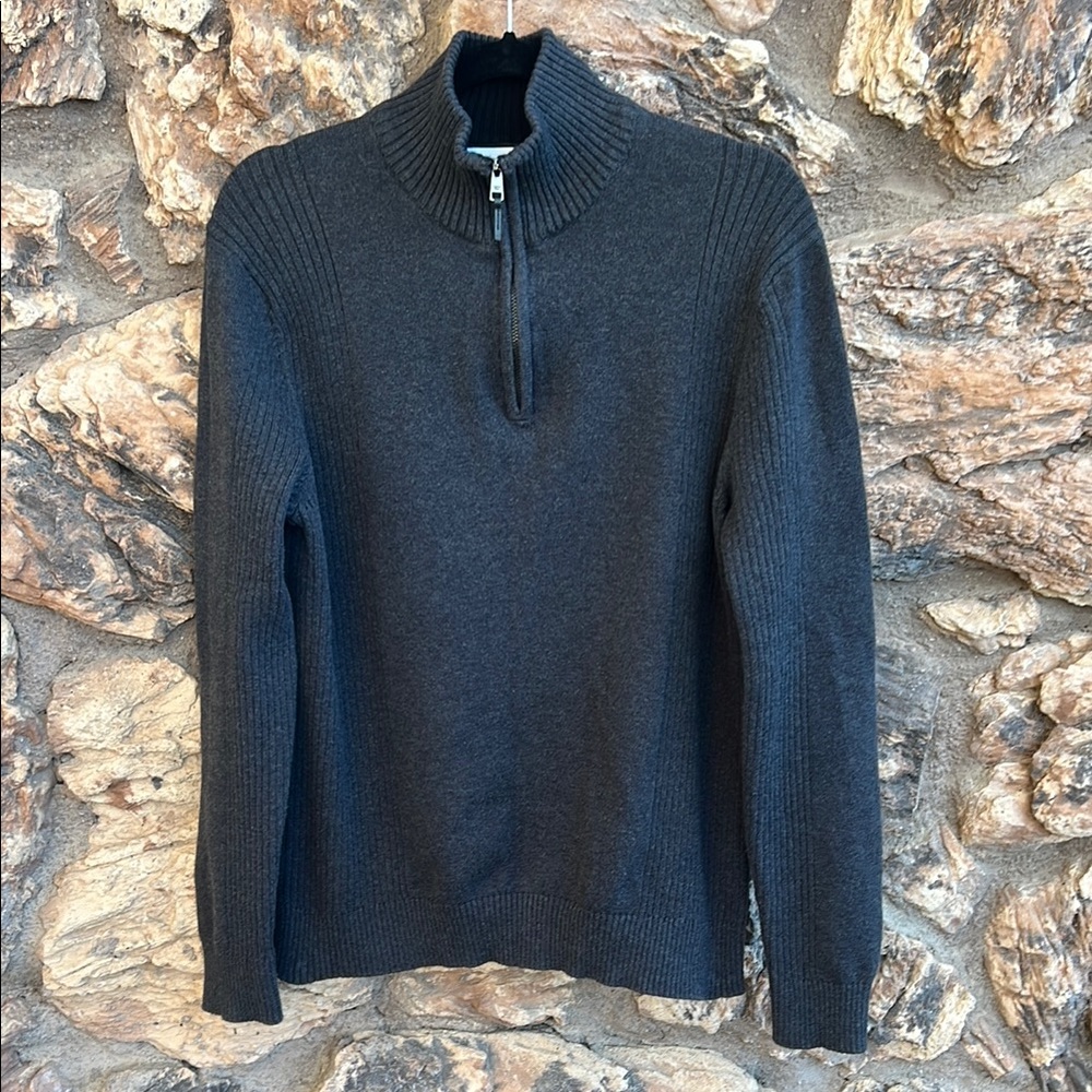 Calvin Klein Charcoal Grey Zip-Up Sweater